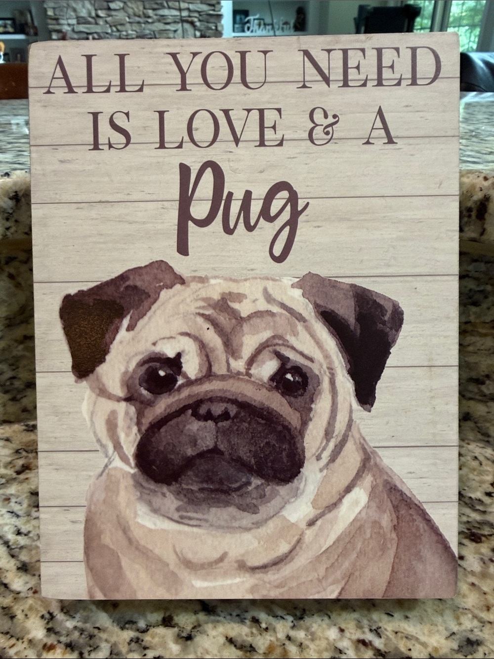 Pug Decorative Wall Sign – Neutral Brown